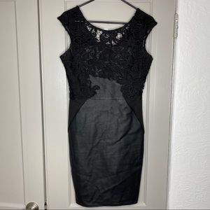 Black lace and pleather dress